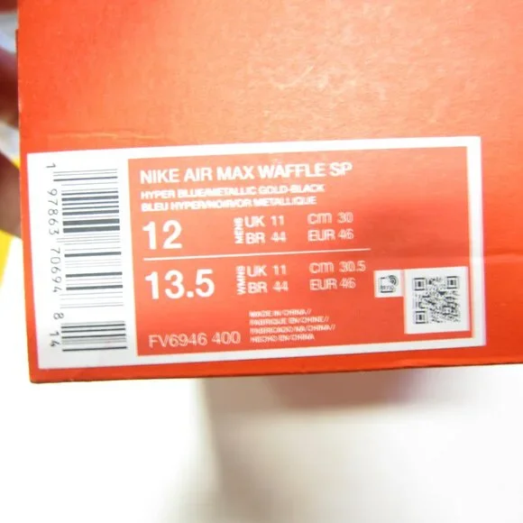 Nike Air Max Waffle Racer SP Men's 12 Hyper Blue/Metr.Gold Shoe's FV6946-400-NEW - Picture 9 of 10